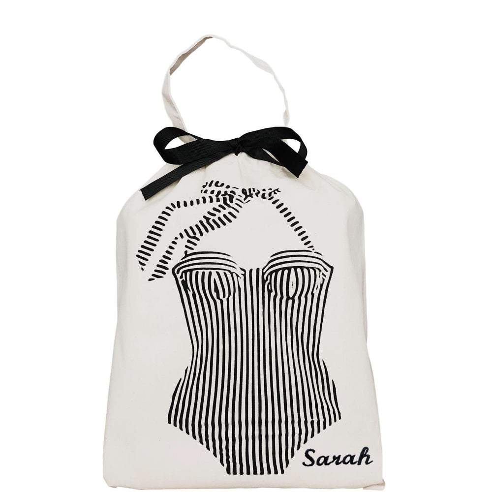 Bretagne Swimsuit Bag with "sarah" monogrammed on the right side. 