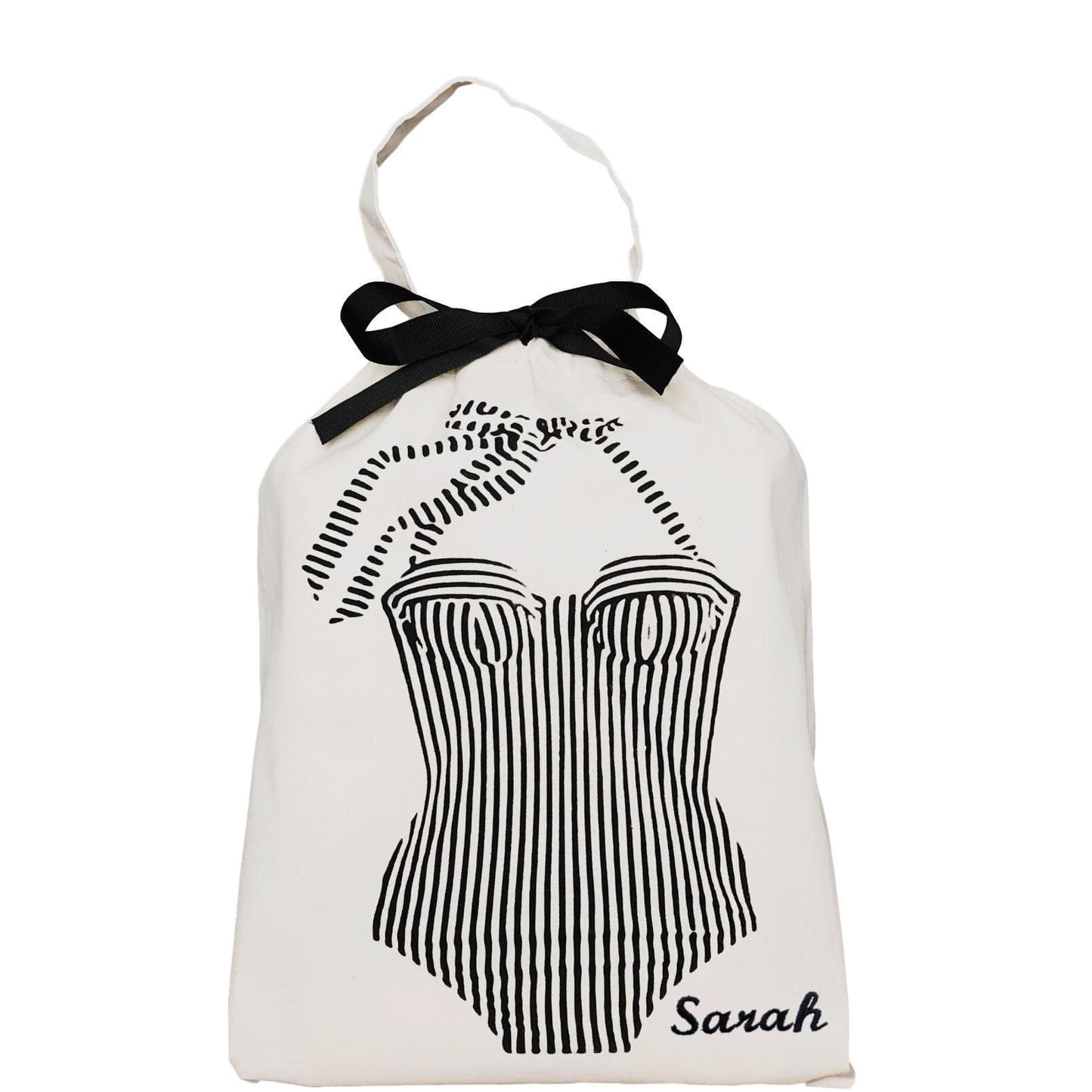 Bretagne Swimsuit Bag with "sarah" monogrammed on the right side. 