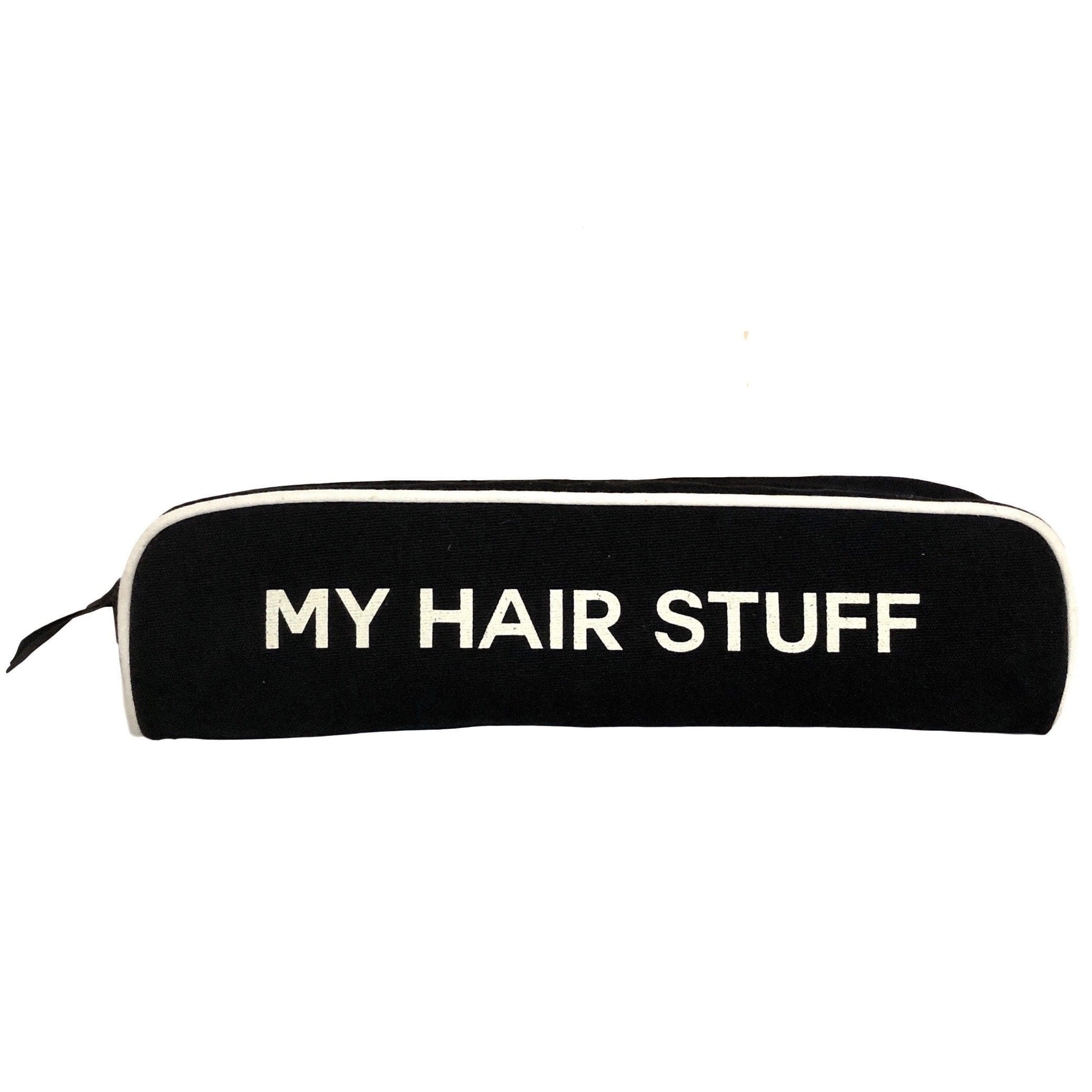 Bag-all My Hair Stuff black cotton travel case with white trim and text, part of Deal Gift Set 4-pack Travel & Home collection for organized beauty storage