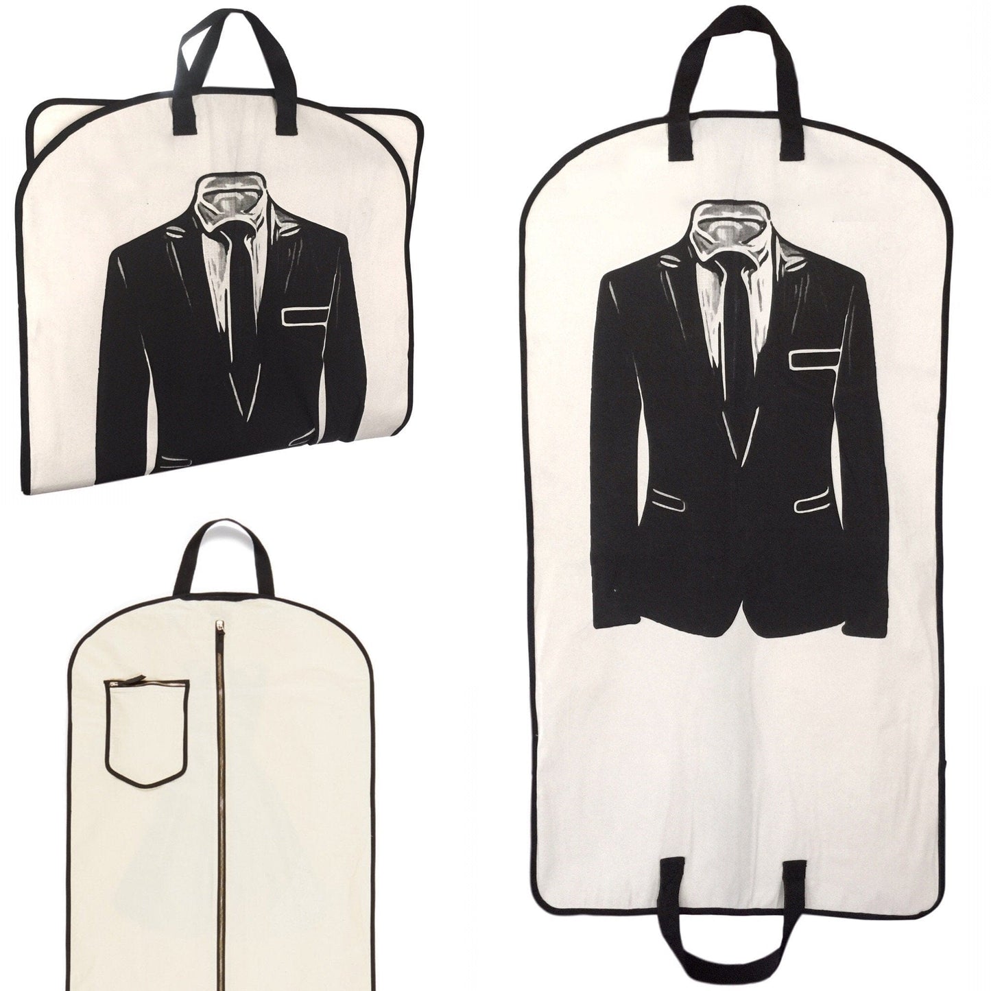 
                                      
                                        Men's garment bag with a suit printed on the front. 
                                      
                                    