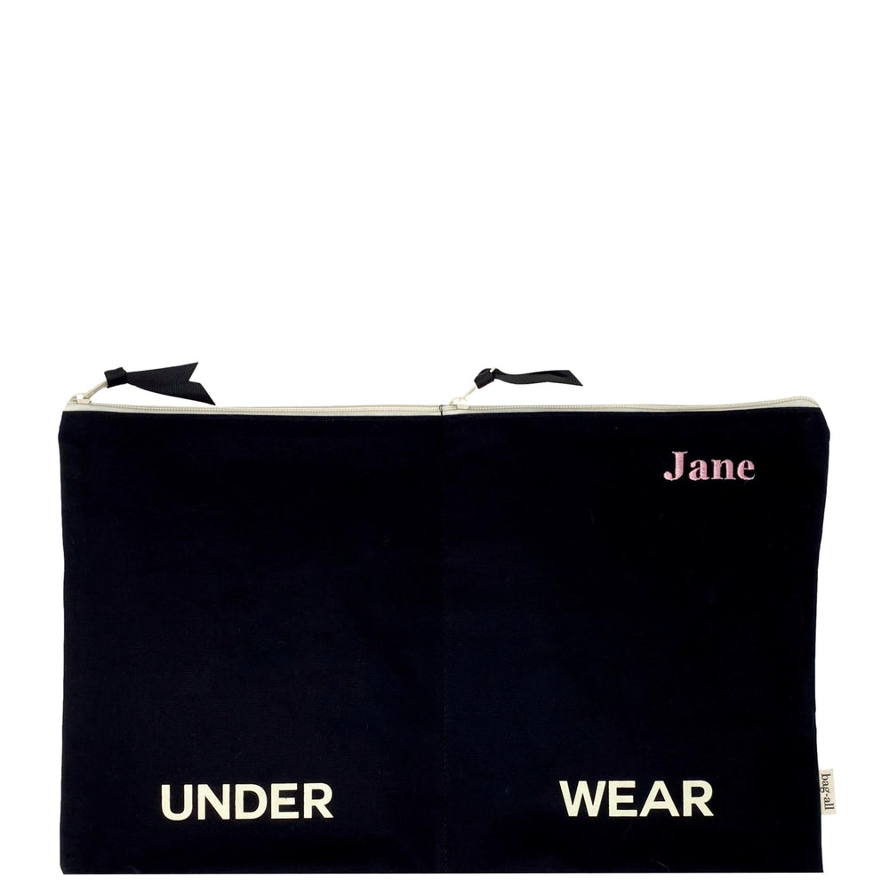 
                                      
                                        Monogrammed Double Underwear Zipper Packing Pouch, Cotton, Black
                                      
                                    