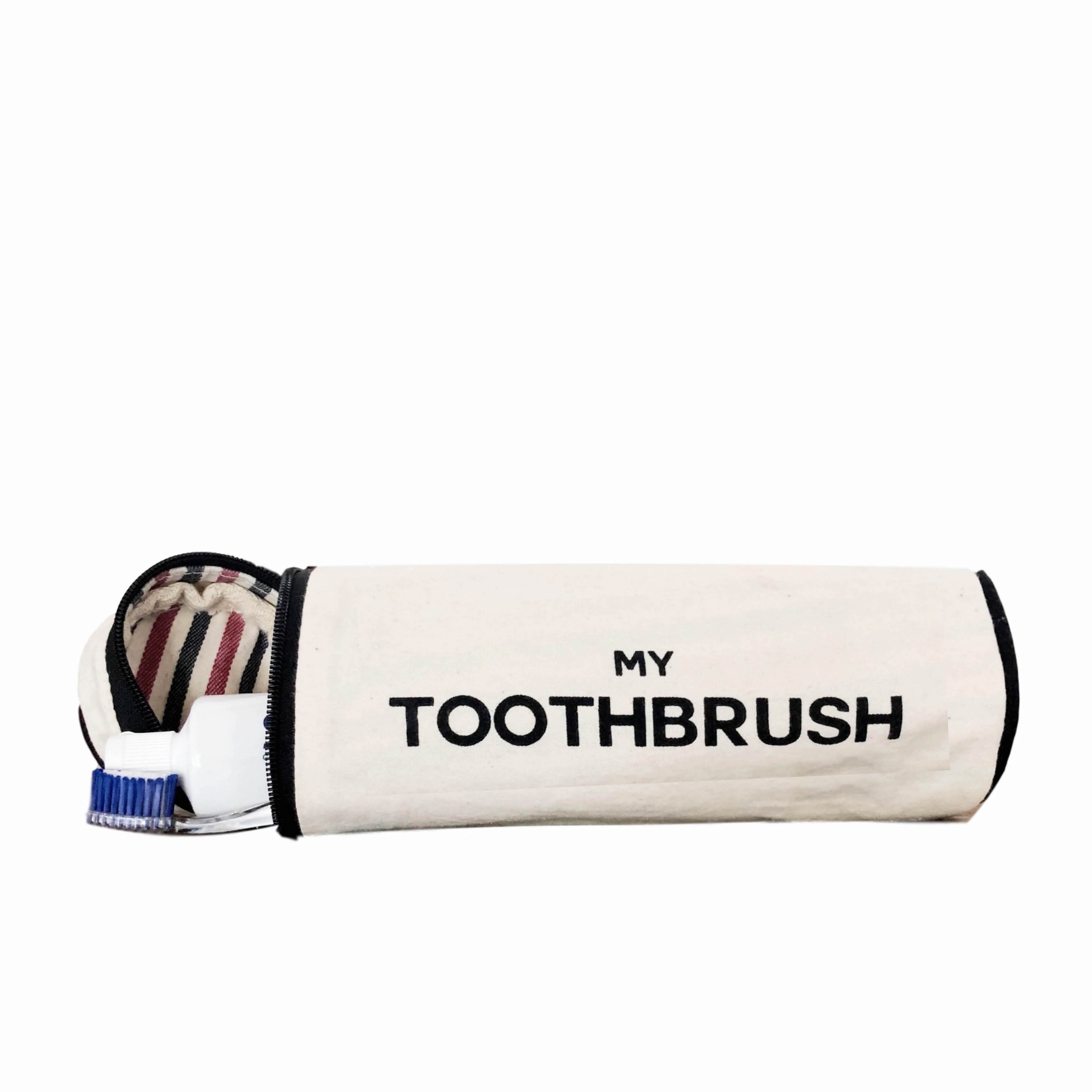 Toothbrush case with a toohtbrush and a toothpaste. 