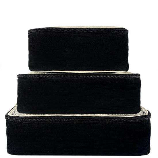 Cotton Packing Cubes Black 3-pack - Bag-all