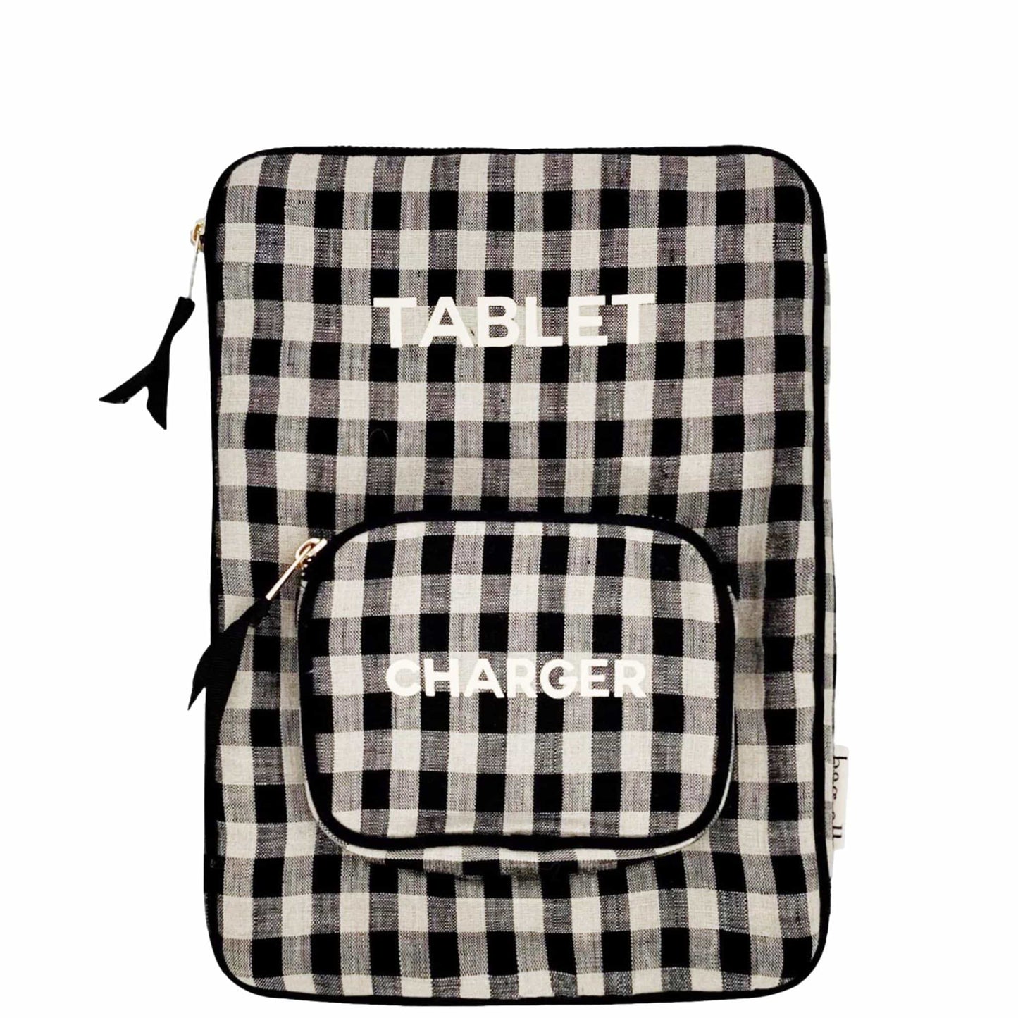 Tablet Sleeve Gingham/Pouch with Charger Pocket, Monogram
