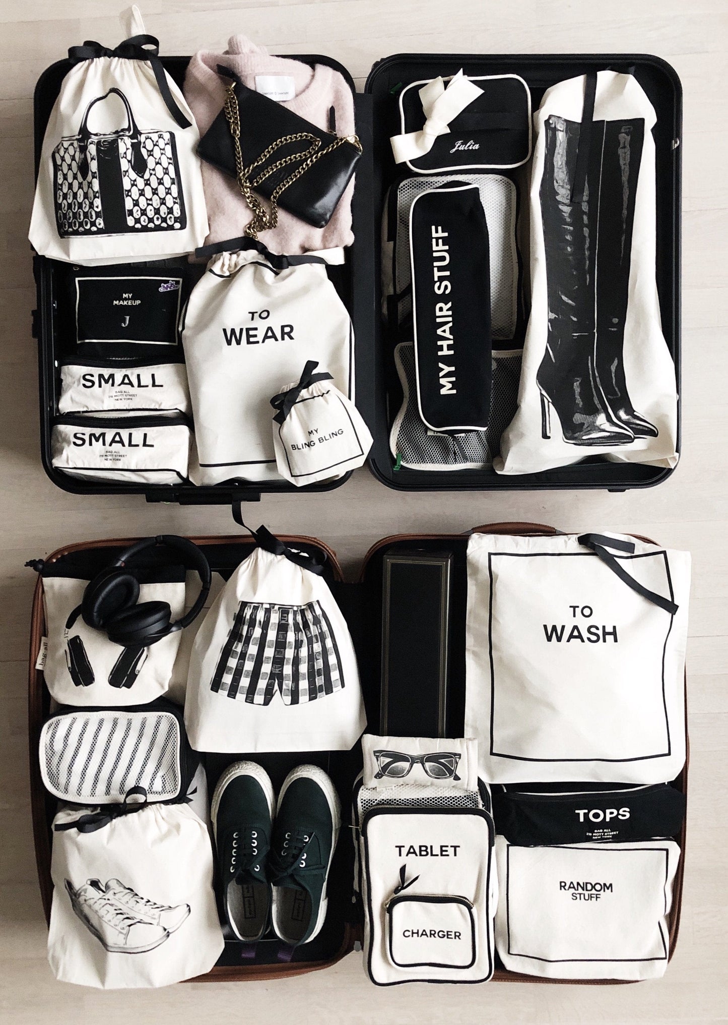 
                                      
                                        Suitcase with bag all products packed for travel. 
                                      
                                    