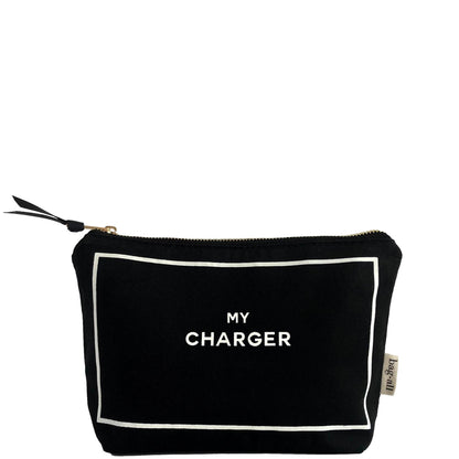 Bag-all Best Deal Gift Set: Classic black cotton cases including My Charger case, featuring striped interior lining and premium zipper closure, perfect for organizing essentials
