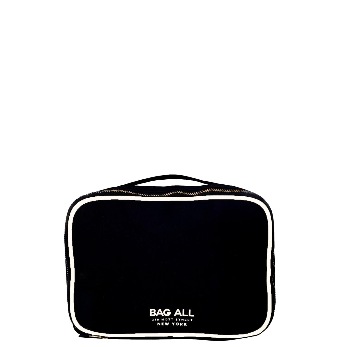 Bag-all Double Sided Multi Use Case in Black - Stylish organizing case with dual compartments, zipper closures, and white trim detail, perfect for makeup, crafts, or travel essentials