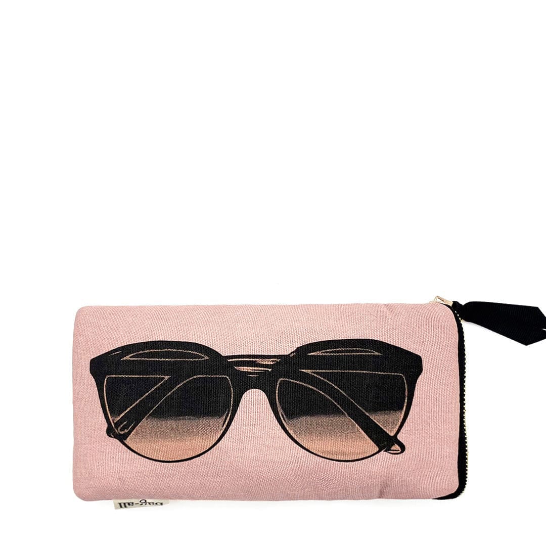 Sunglasses Case with Pocket for Second Pair of Glasses or Phone, Pink - Bag-all