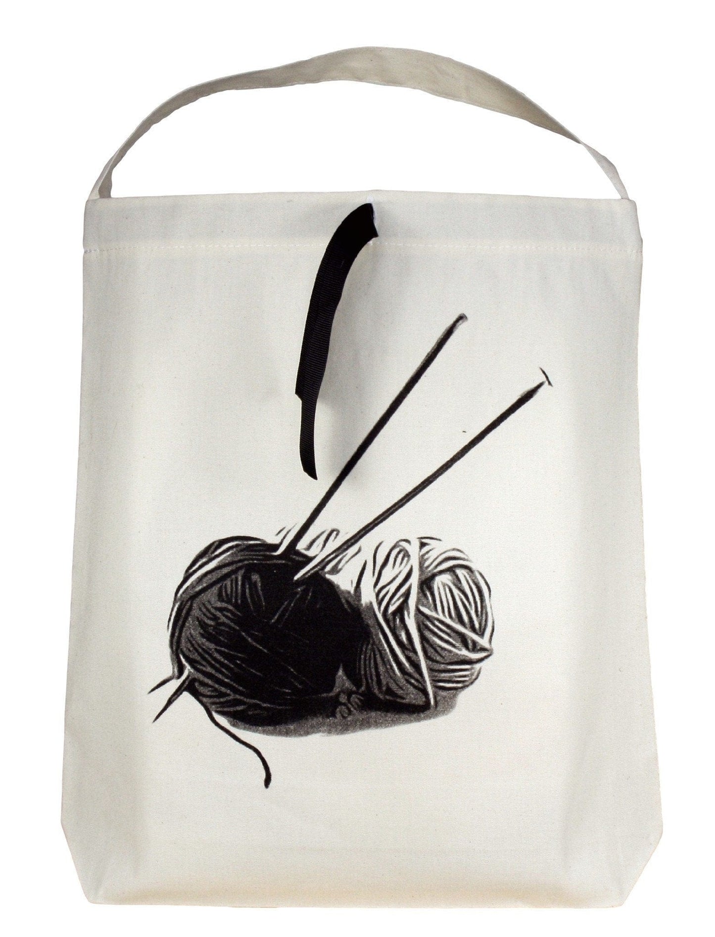 
                                      
                                        Knitting bag with two yarns on the front. 
                                      
                                    