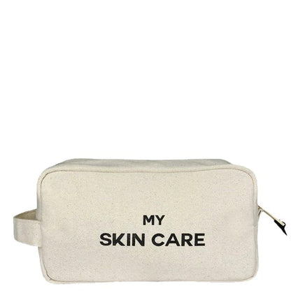Bag-all My Skin Care Organizing Pouch in natural cotton canvas with waterproof lining, perfect for storing beauty essentials and skincare products